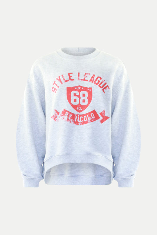 Sweatshirt im Oversized Fit und College- Print in grau