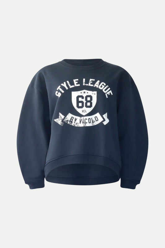 Sweatshirt im Oversized Fit und College- Print in navy
