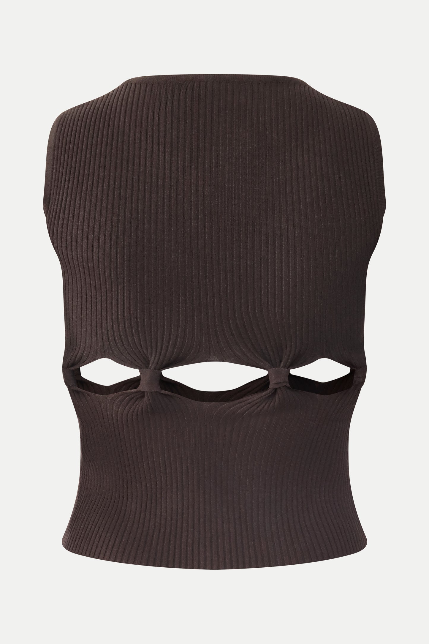 Ärmelloses Cut-Out-Top in Dunkelbraun
