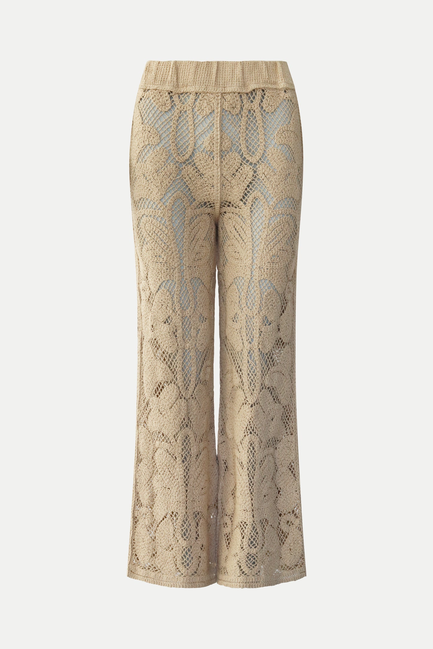 Ausgestellte Häkel- Hose in sand