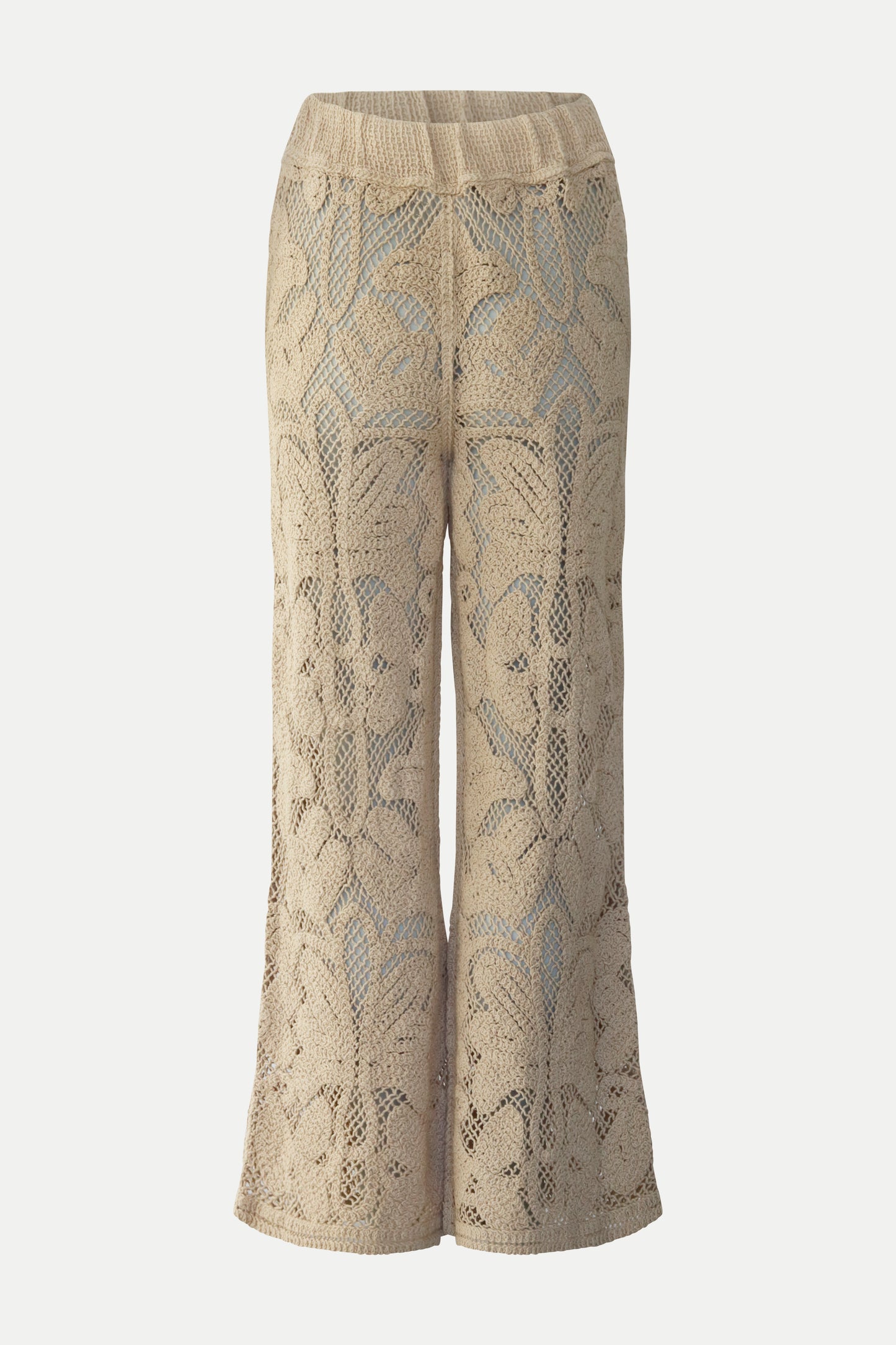 Ausgestellte Häkel- Hose in sand