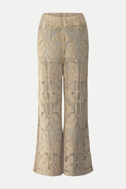 Ausgestellte Häkel- Hose in sand