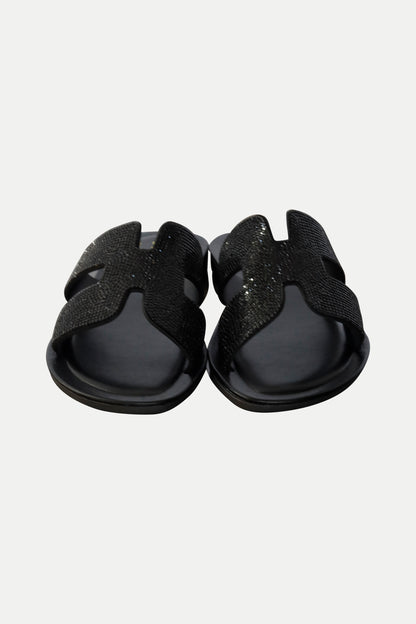 Sandale mit Strass in schwarz