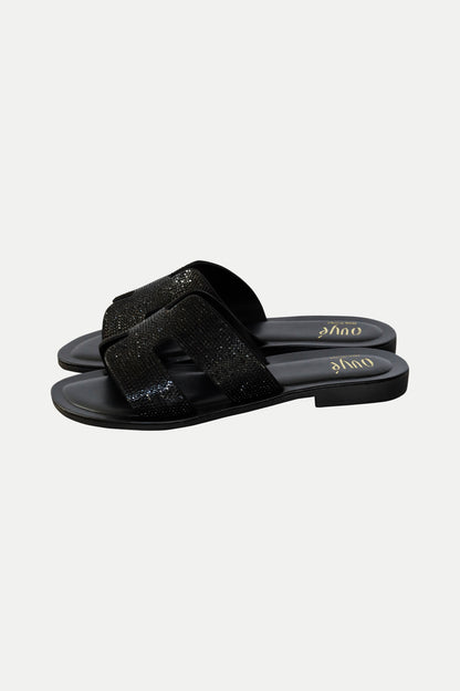 Sandale mit Strass in schwarz