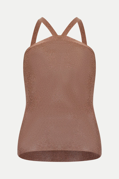 Neckholder Top in dunkelbraun