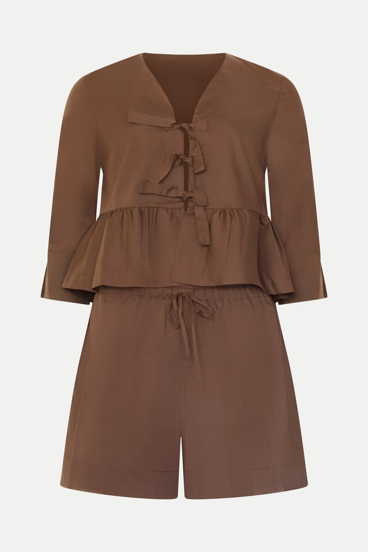Set aus Bluse und Bermuda in nougat