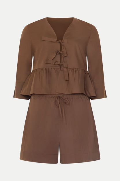 Set aus Bluse und Bermuda in nougat