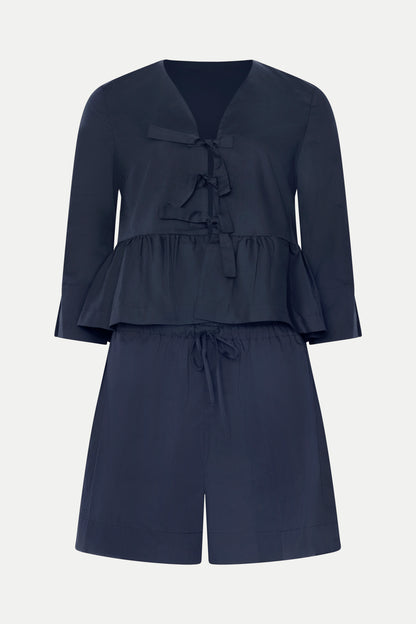 Set aus Bluse und Bermuda in navy