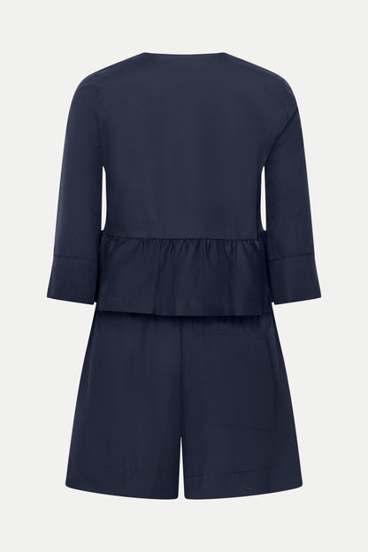 Set aus Bluse und Bermuda in navy