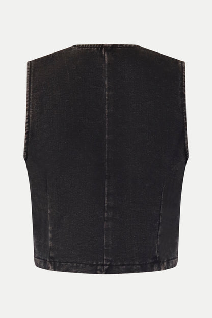 Jeansweste mit Schleifendetails in schwarz