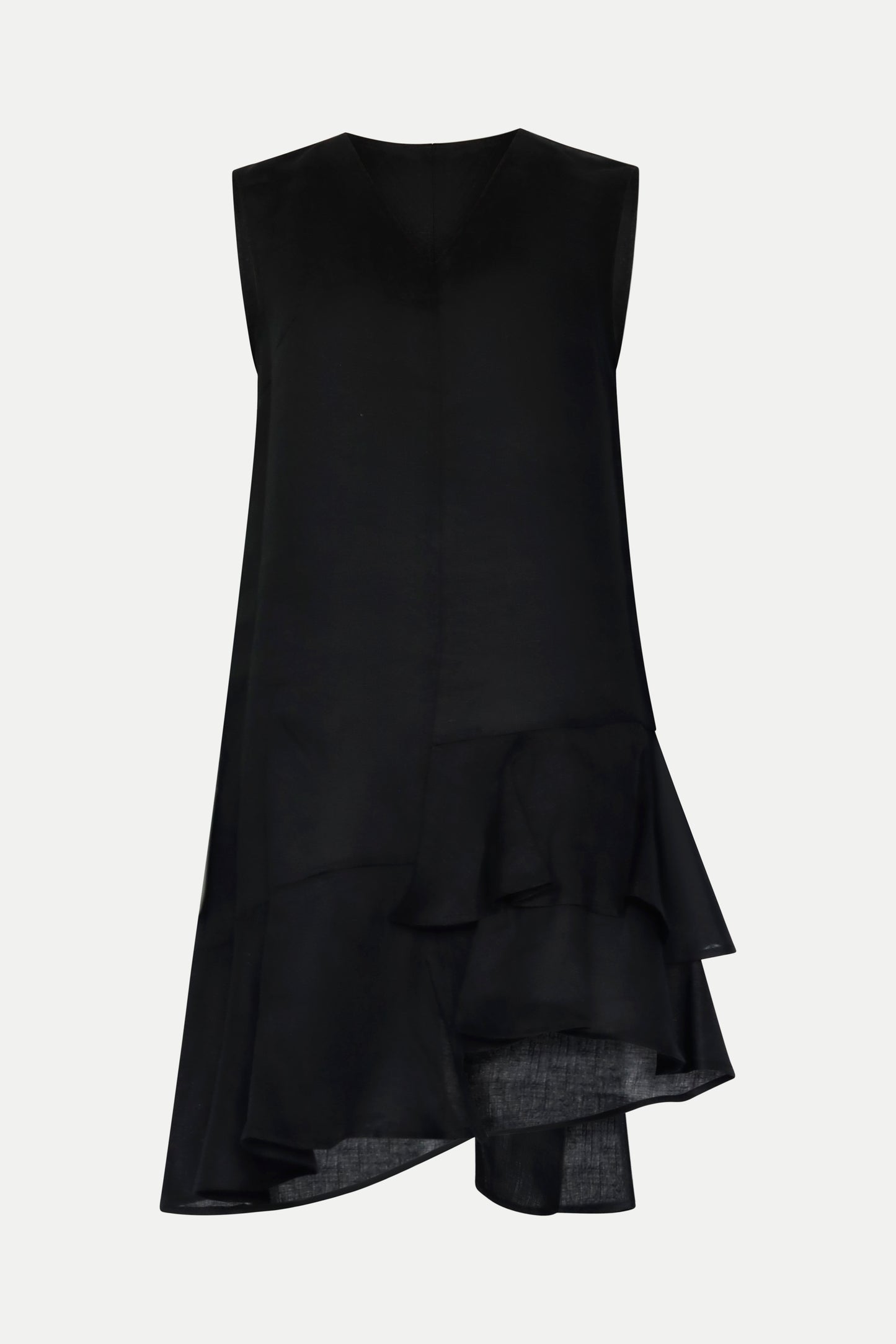 Kleid mit seitlichem Volant in schwarz