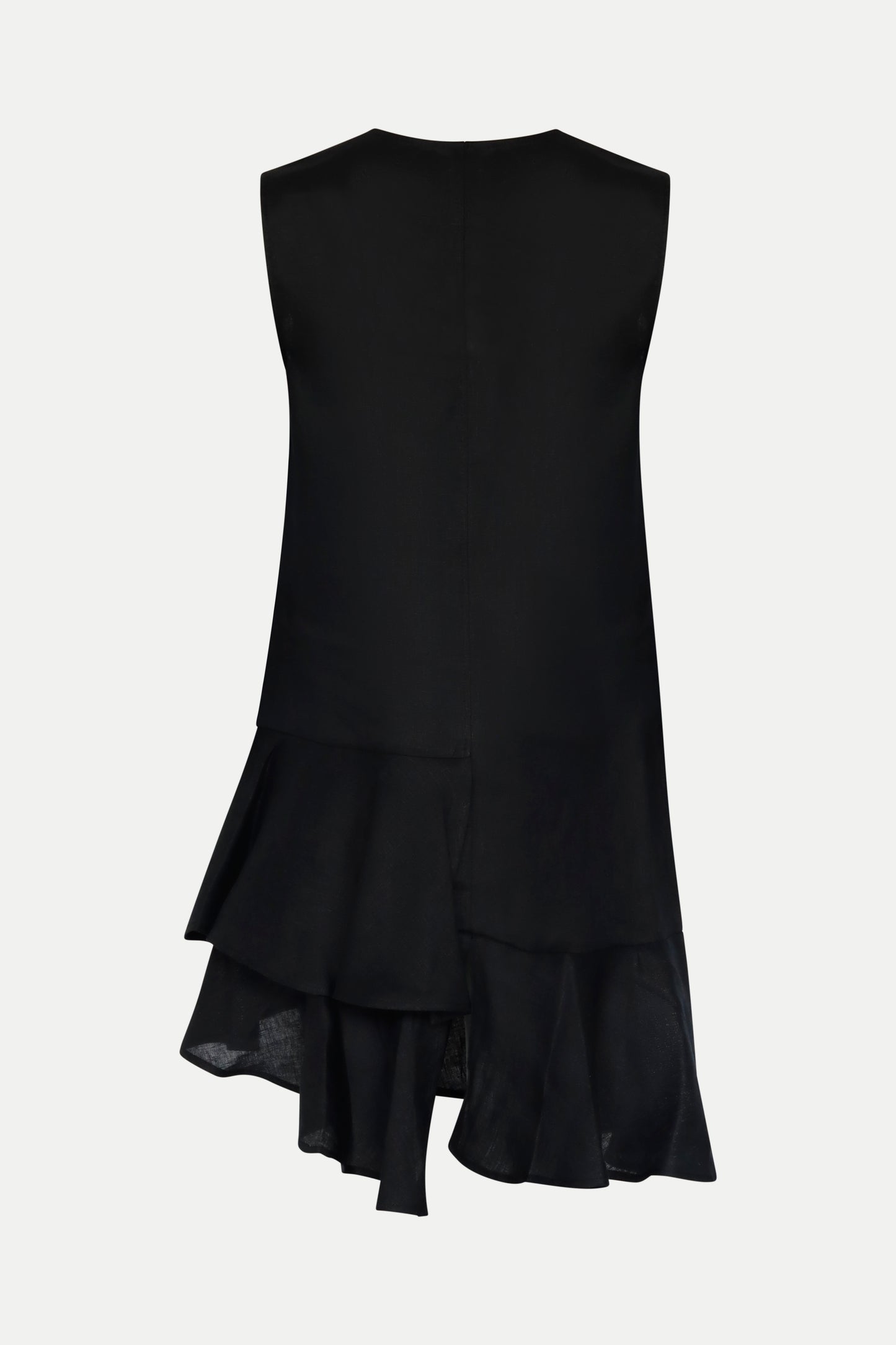 Kleid mit seitlichem Volant in schwarz