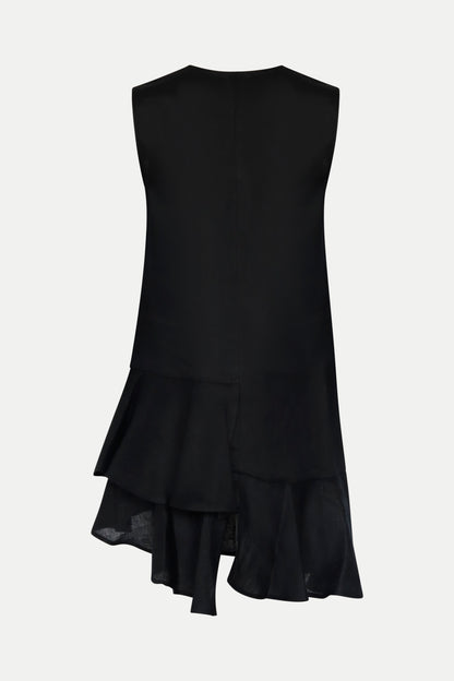Kleid mit seitlichem Volant in schwarz