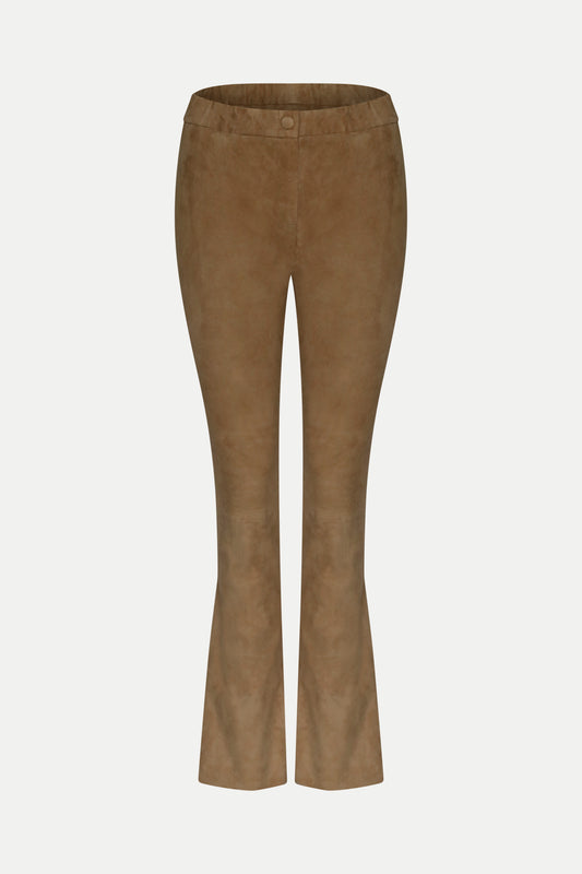 Velours- Lederhose im Bootcut- Fit