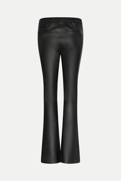 Lederhose im Boot- Cut Fit in schwarz