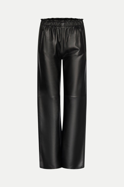Weite Lederhose in schwarz
