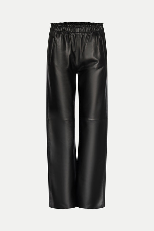 Weite Lederhose in schwarz