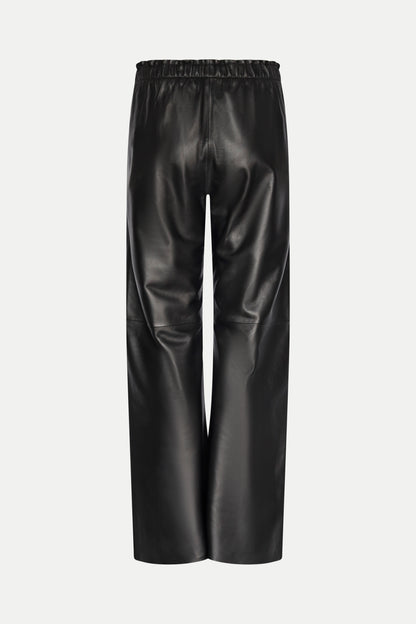 Weite Lederhose in schwarz