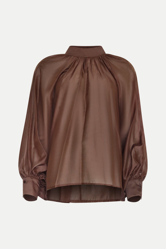 Romantische Bluse in dunkelbraun