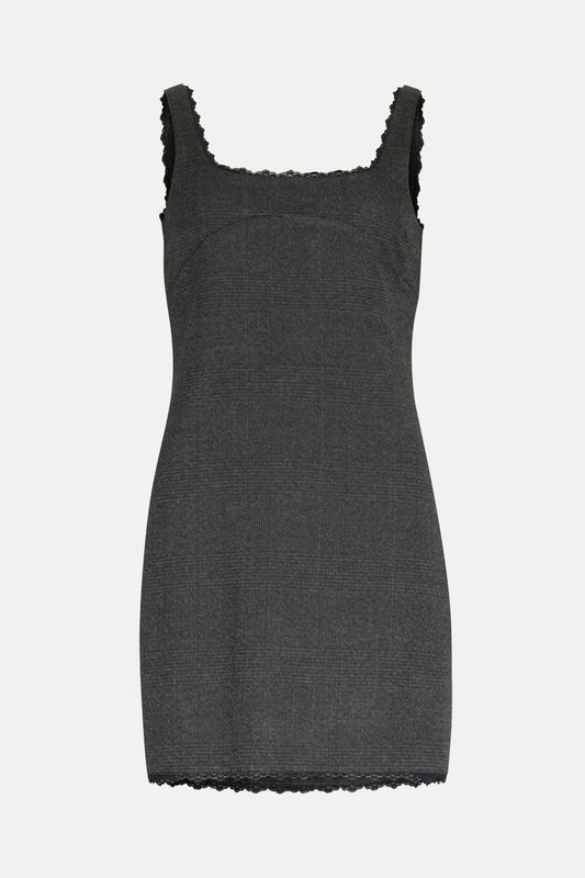 Kleid im Karomuster mit Spitzen- Details