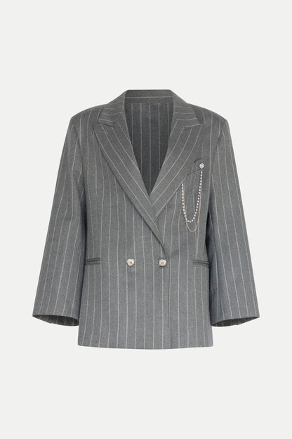 Oversized Blazer im Nadelstreifen- Look