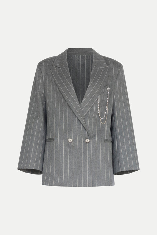 Oversized Blazer im Nadelstreifen- Look