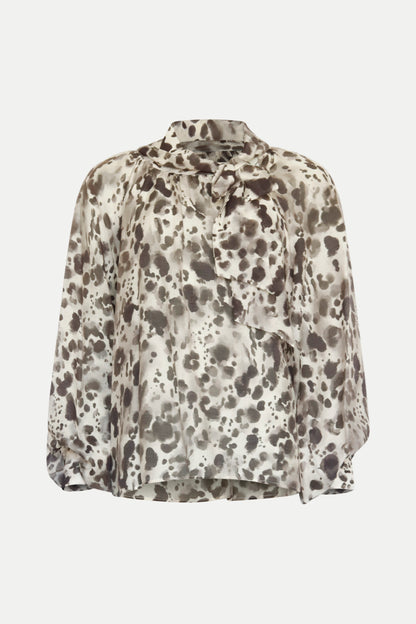 Schluppen- Bluse mit getupftem Muster