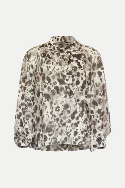 Schluppen- Bluse mit getupftem Muster