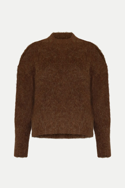 Kuscheliger Pullover mit Cut- Outs in dunkelbraun