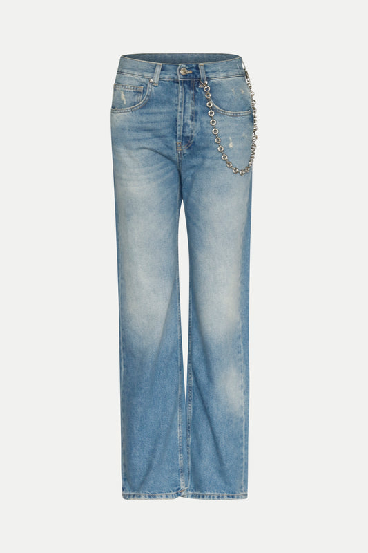 Gerade geschnittene Denim mit Ketten- Detail