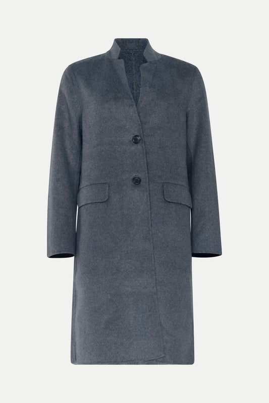 Klassischer Wollmantel in grey melange