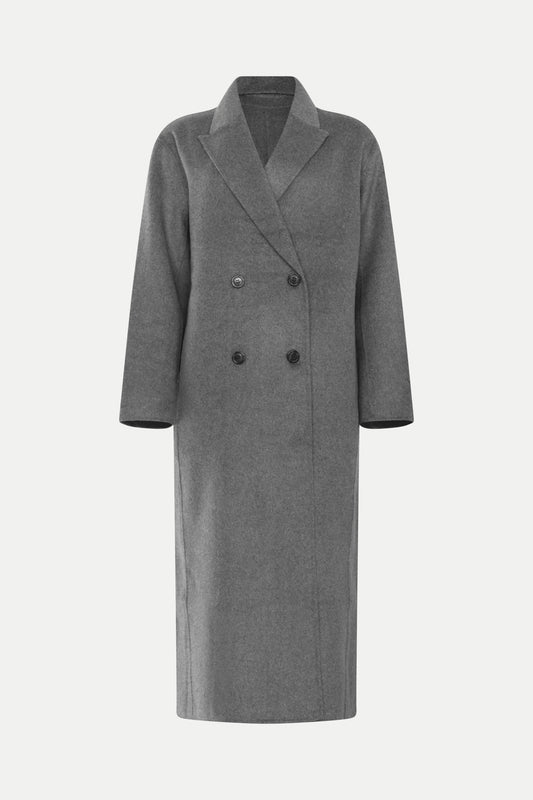 Leichter Wollmantel in grey melange