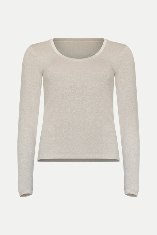Leichtes Rundhalsshirt mit Lurex- Fäden