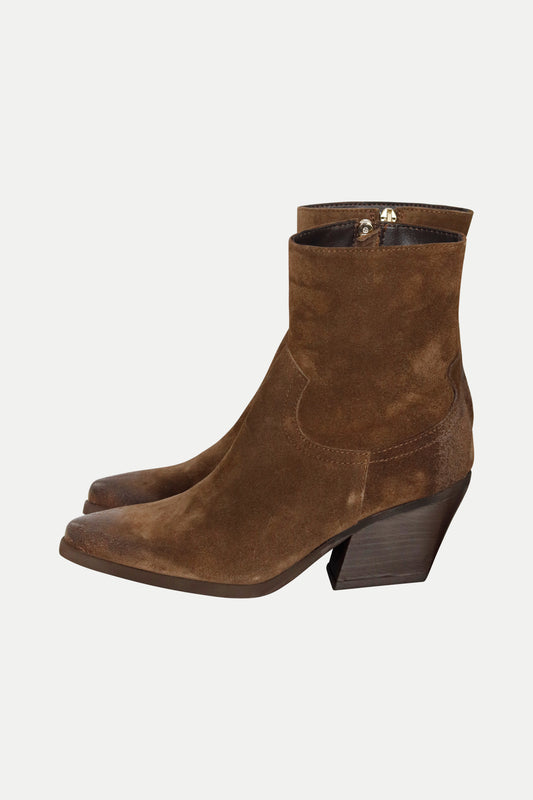 Veloursleder- Boots in braun