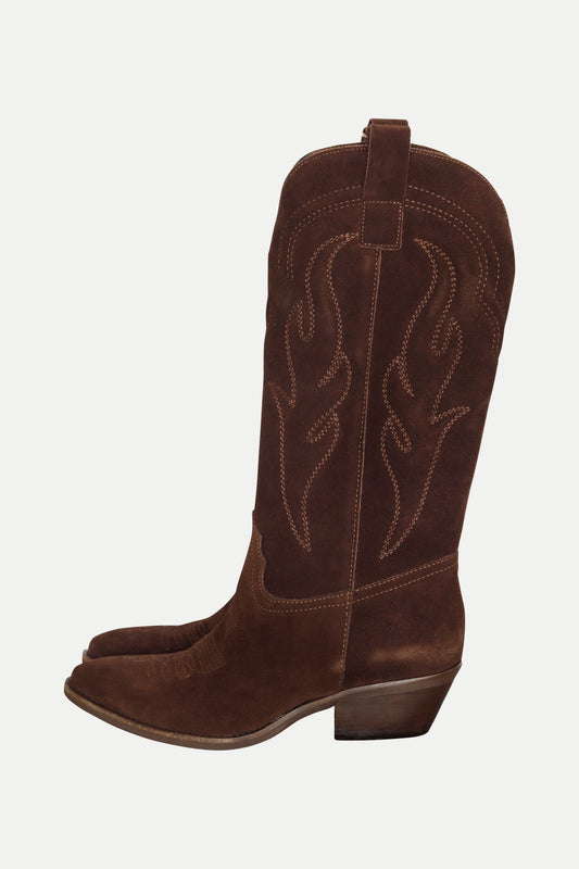 Cowboy- Boots aus Leder in dunkelbraun