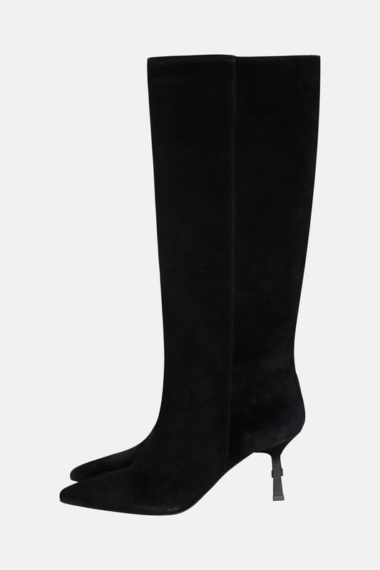 Stiefel aus weichem Veloursleder in schwarz